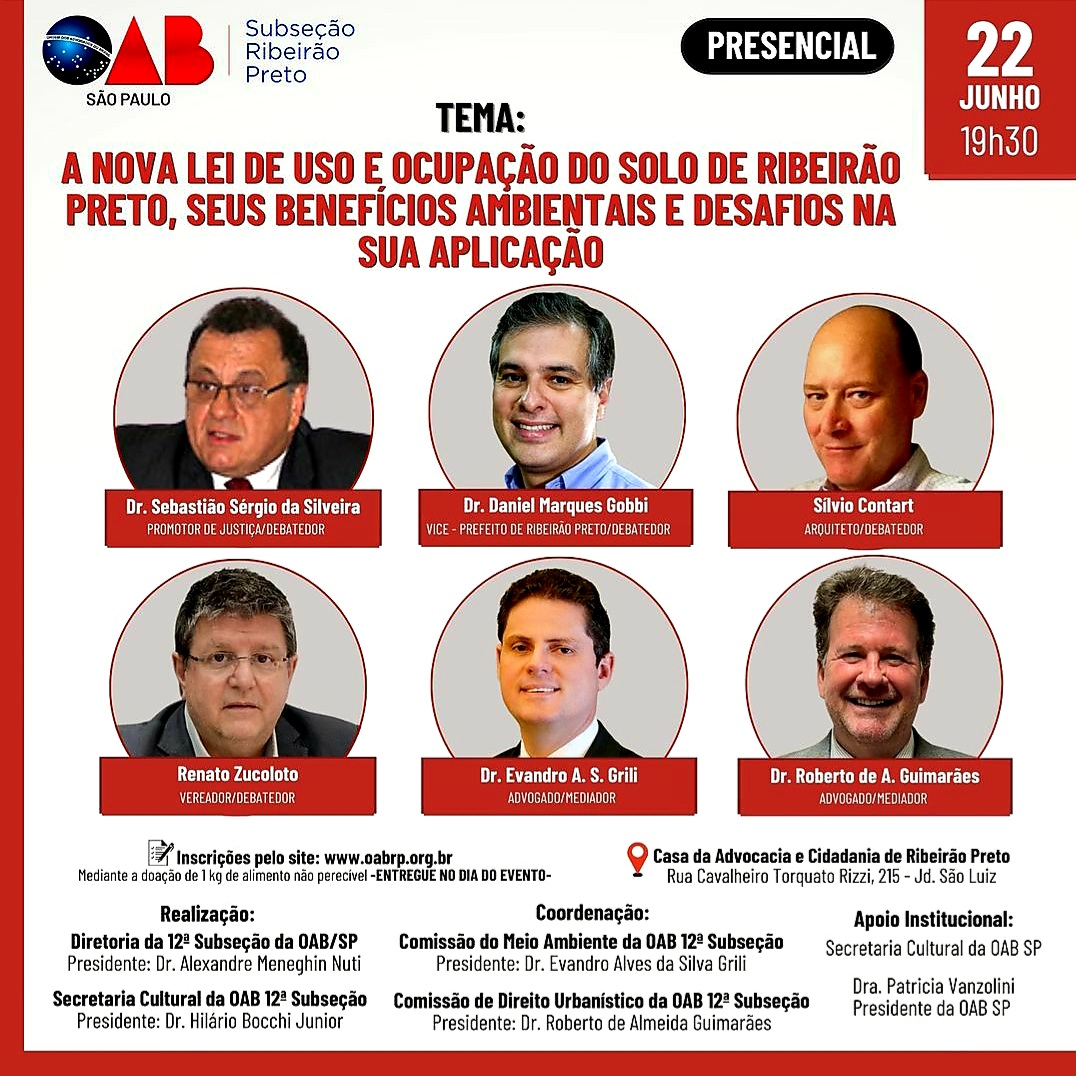 OAB Ribeirão Preto promove debate sobre Nova Lei de Uso e Ocupação de Solo de Ribeirão Preto