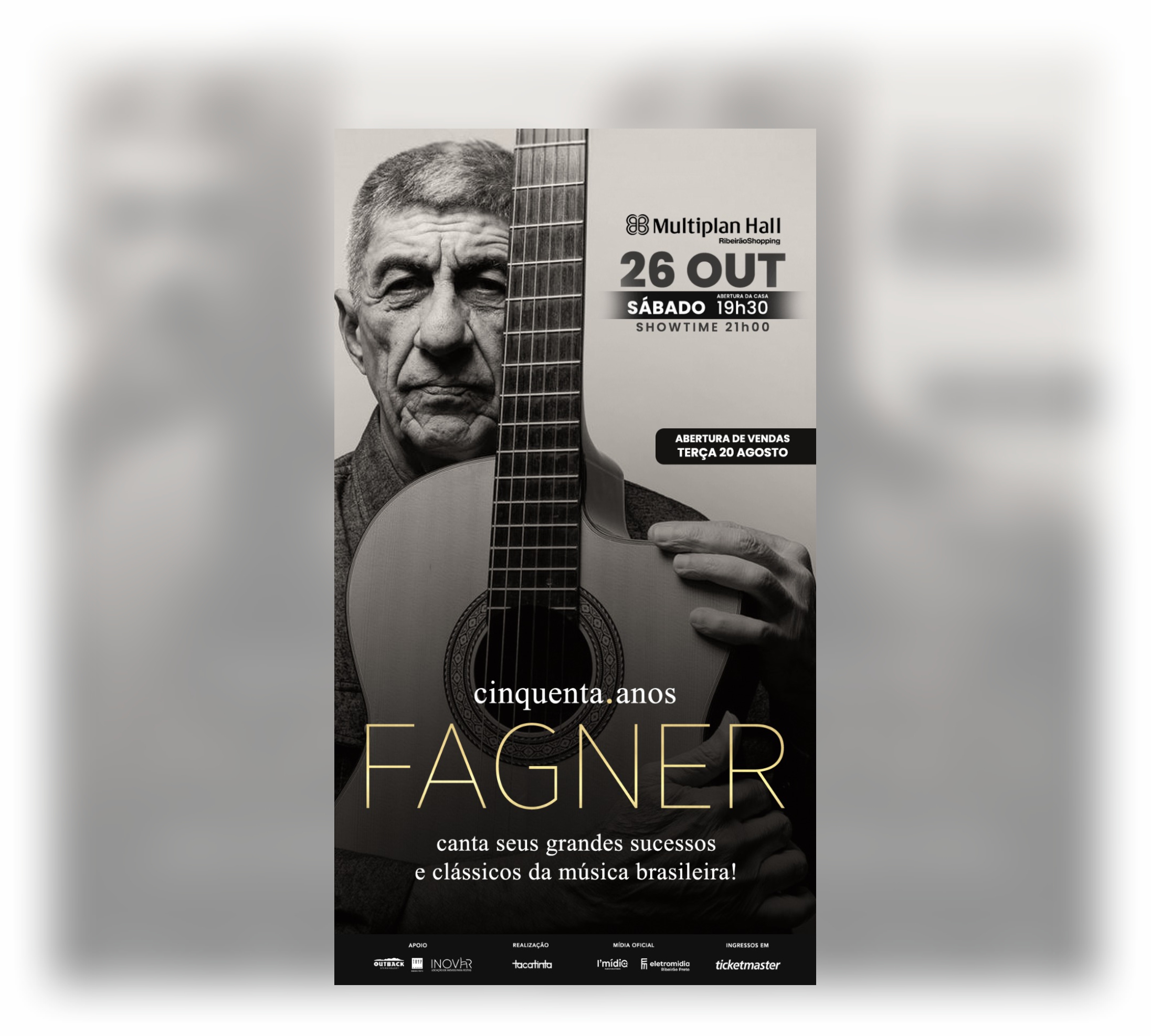 Fagner: Um ícone da MPB se apresenta com a casa cheia no Multiplan Hall em Ribeirão Preto