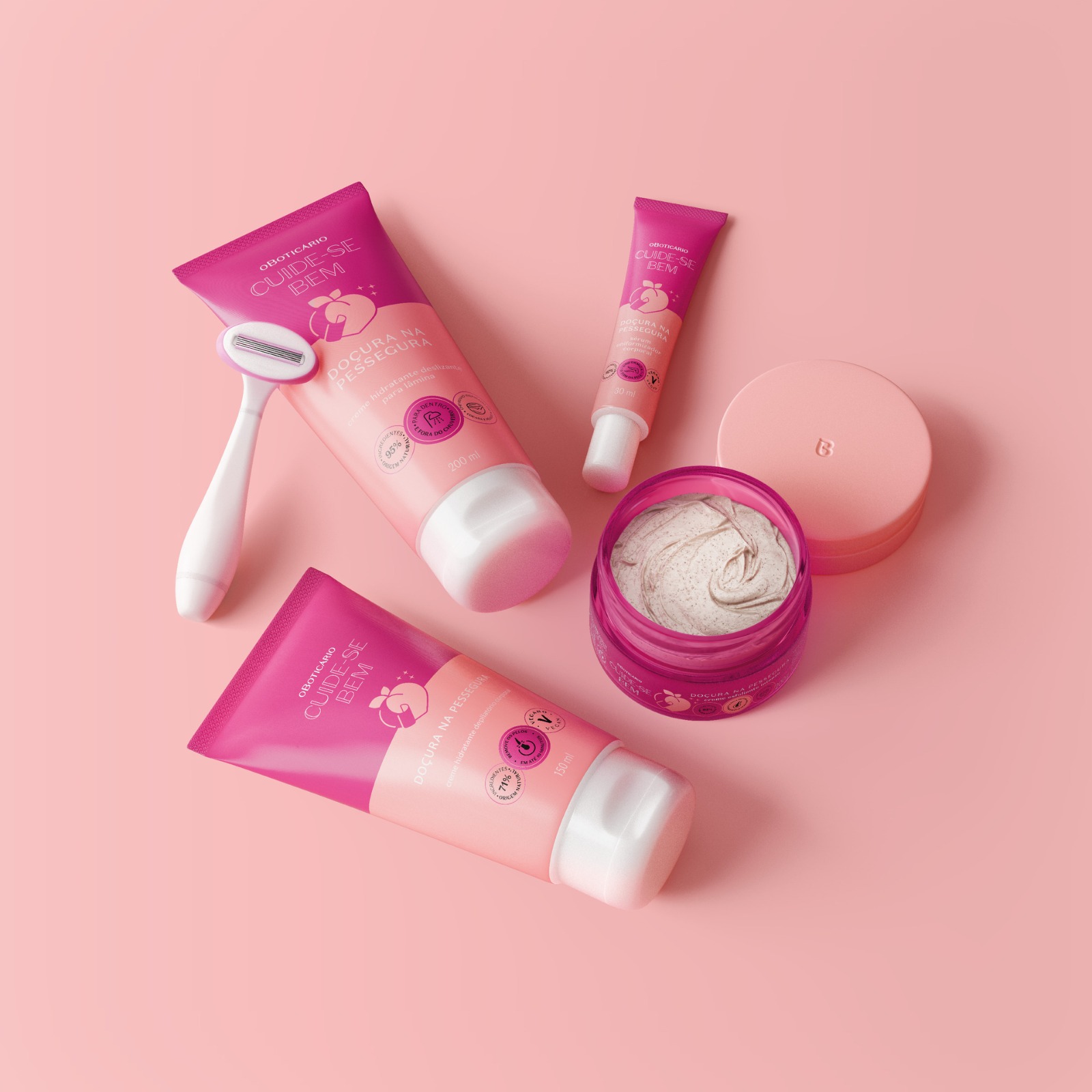 O Boticário apresenta Cuide-se Bem Doçura na Pessegura,  linha de cuidados depilatórios que garante uma pele lisinha, hidratada e cheirosa