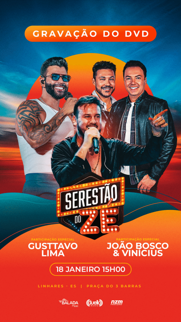 Zé Elias grava DVD em Linhares com participações de Gusttavo Lima e da dupla João Bosco &amp; Vinícius